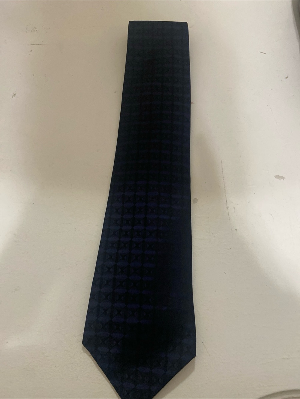 DKNY Men's Navy Geometric Pattern Tie